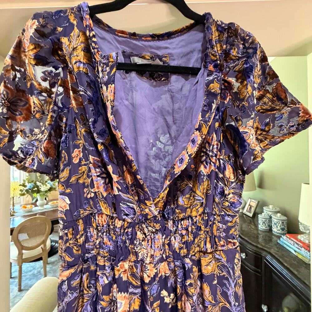 Anthropologie The Somerset Maxi Dress: Velvet Edition Sz XS blue - Picture 7 of 11
